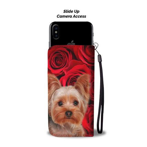 Yorkshire Terrier On Red Print Wallet Case