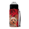 Yorkshire Terrier On Red Print Wallet Case