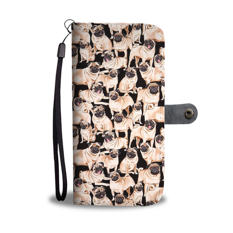 Pug Dog Pattern Print Wallet Case