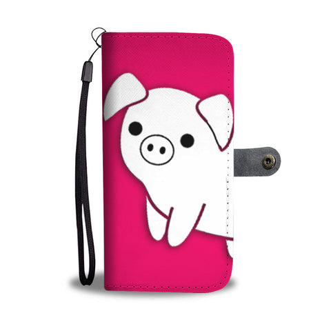 Cute Large White pig Print Wallet Case