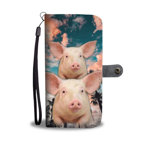 Large White Pig Print Wallet Case