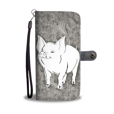 Cute Middle White Pig Print Wallet Case