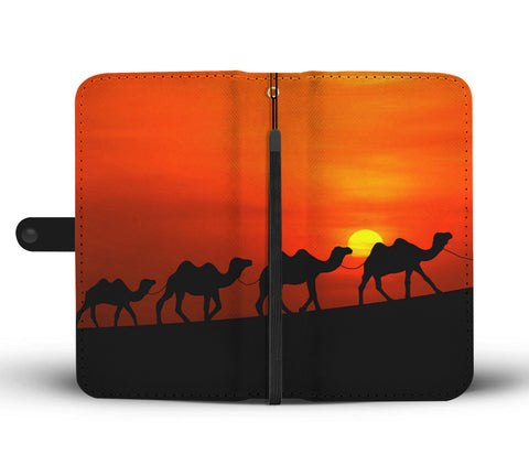Camel In Desert Print Wallet Case
