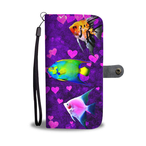 Lovely AngelFish On Hearts Print Wallet Case