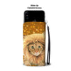 Cute Bengal Cat On Hearts Print Wallet Case