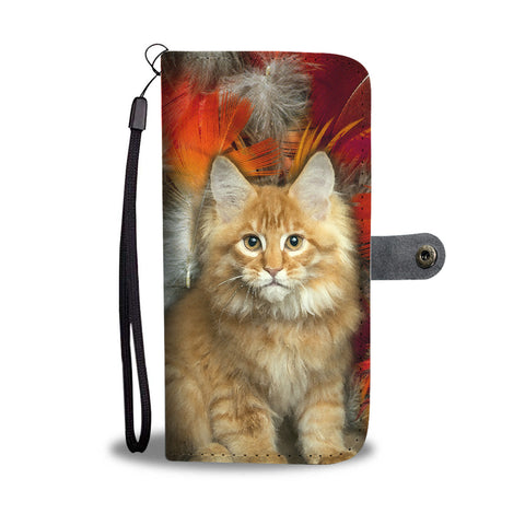 Cute Maine Coon Print Wallet Case