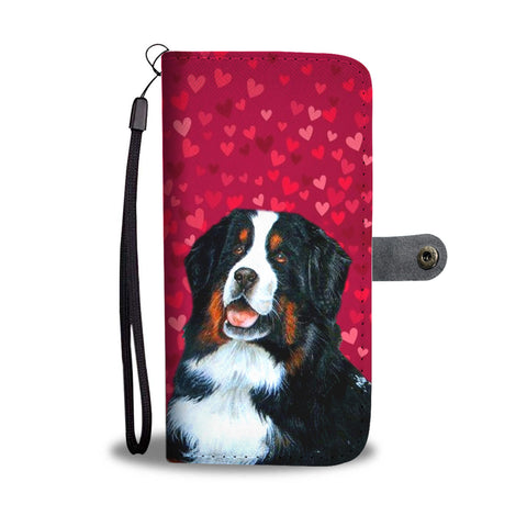 Bernese Mountain Dog On Red Print Wallet Case