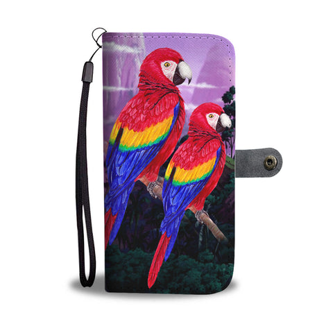 Scarlet Macaw Parrot Print Wallet Case