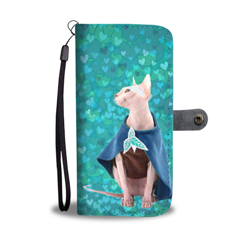 Lovely Sphynx Cat In Costume Print Wallet Case