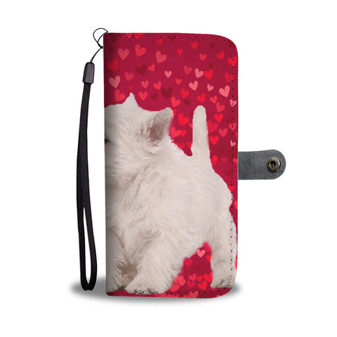 West Highland White Terrier Dog On Red Print Wallet Case