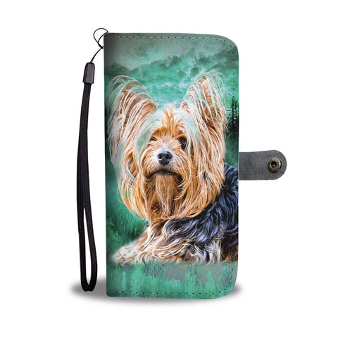 Yorkie In Jungle Print Wallet Case