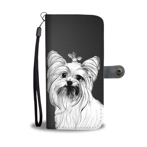 Yorkie Sketch Print Wallet Case