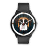 Boxer Dog On Black Print Wrist watch