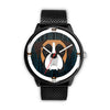 Boxer Dog On Black Print Wrist watch