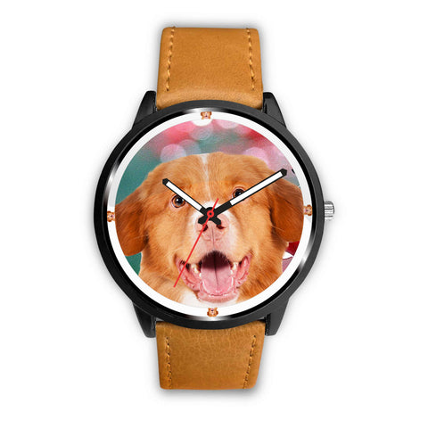 Nova Scotia Duck Tolling Retriever Dog On Red Print Wrist watch