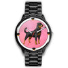 Rottweiler Dog On Pink Print Wrist watch