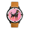 Rottweiler Dog On Pink Print Wrist watch