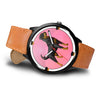 Rottweiler Dog On Pink Print Wrist watch