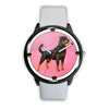 Rottweiler Dog On Pink Print Wrist watch