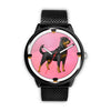 Rottweiler Dog On Pink Print Wrist watch