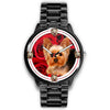 Yorkie (Yorkshire Terrier) On Red Print Wrist Watch