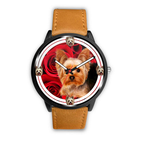 Yorkie (Yorkshire Terrier) On Red Print Wrist Watch