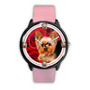 Yorkie (Yorkshire Terrier) On Red Print Wrist Watch