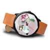 White Exotic Shorthair Cat With Love Rose Print Wrist Watch