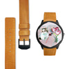 White Exotic Shorthair Cat With Love Rose Print Wrist Watch