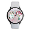 White Exotic Shorthair Cat With Love Rose Print Wrist Watch