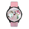 White Exotic Shorthair Cat With Love Rose Print Wrist Watch