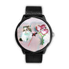 White Exotic Shorthair Cat With Love Rose Print Wrist Watch