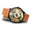 Alaskan Malamute Dog Golden Print Wrist Watch