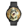 Alaskan Malamute Dog Golden Print Wrist Watch