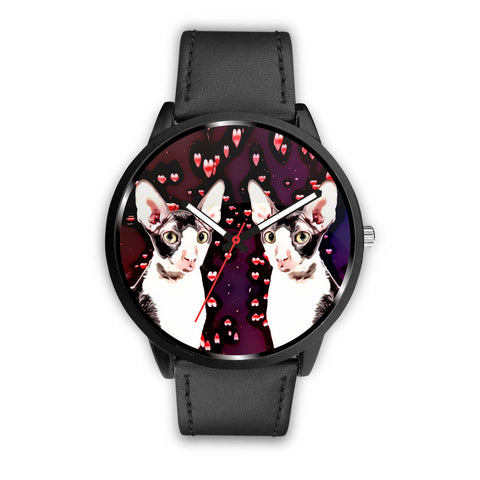 Cornish Rex Cat With Love Print Wrist Watch