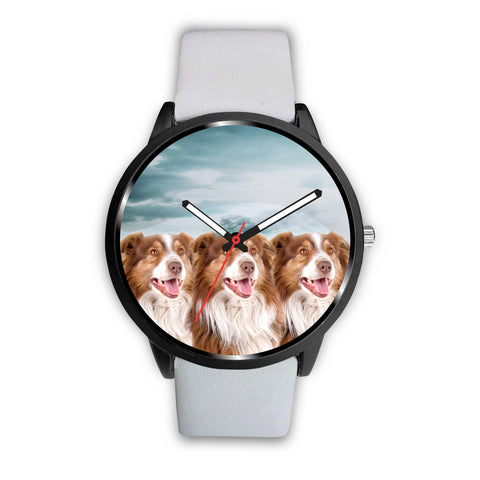 Laughing Australian Shepherd Print Wrist Watch