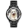 Samoyed Dog On Black Print Wrist watch