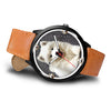 Samoyed Dog On Black Print Wrist watch