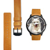 Samoyed Dog On Black Print Wrist watch