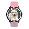 Samoyed Dog On Black Print Wrist watch