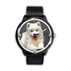 Samoyed Dog On Black Print Wrist watch