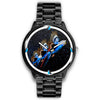 Budgerigar (Blue Budgie) Parrot On Black Print Wrist watch