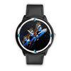 Budgerigar (Blue Budgie) Parrot On Black Print Wrist watch