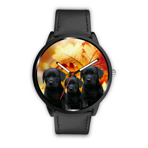 Black Labrador Retriever Puppies Print Wrist Watch