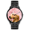 Golden Retriever Pink Print Wrist Watch