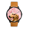 Golden Retriever Pink Print Wrist Watch