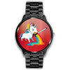 Rainbow Unicorn Print On Red Wrist Watch