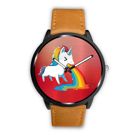 Rainbow Unicorn Print On Red Wrist Watch