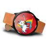 Rainbow Unicorn Print On Red Wrist Watch