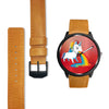 Rainbow Unicorn Print On Red Wrist Watch